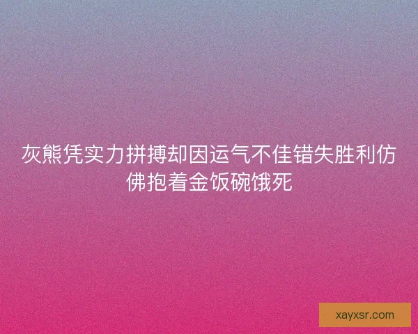 灰熊凭实力拼搏却因运气不佳错失胜利仿佛抱着金饭碗饿死